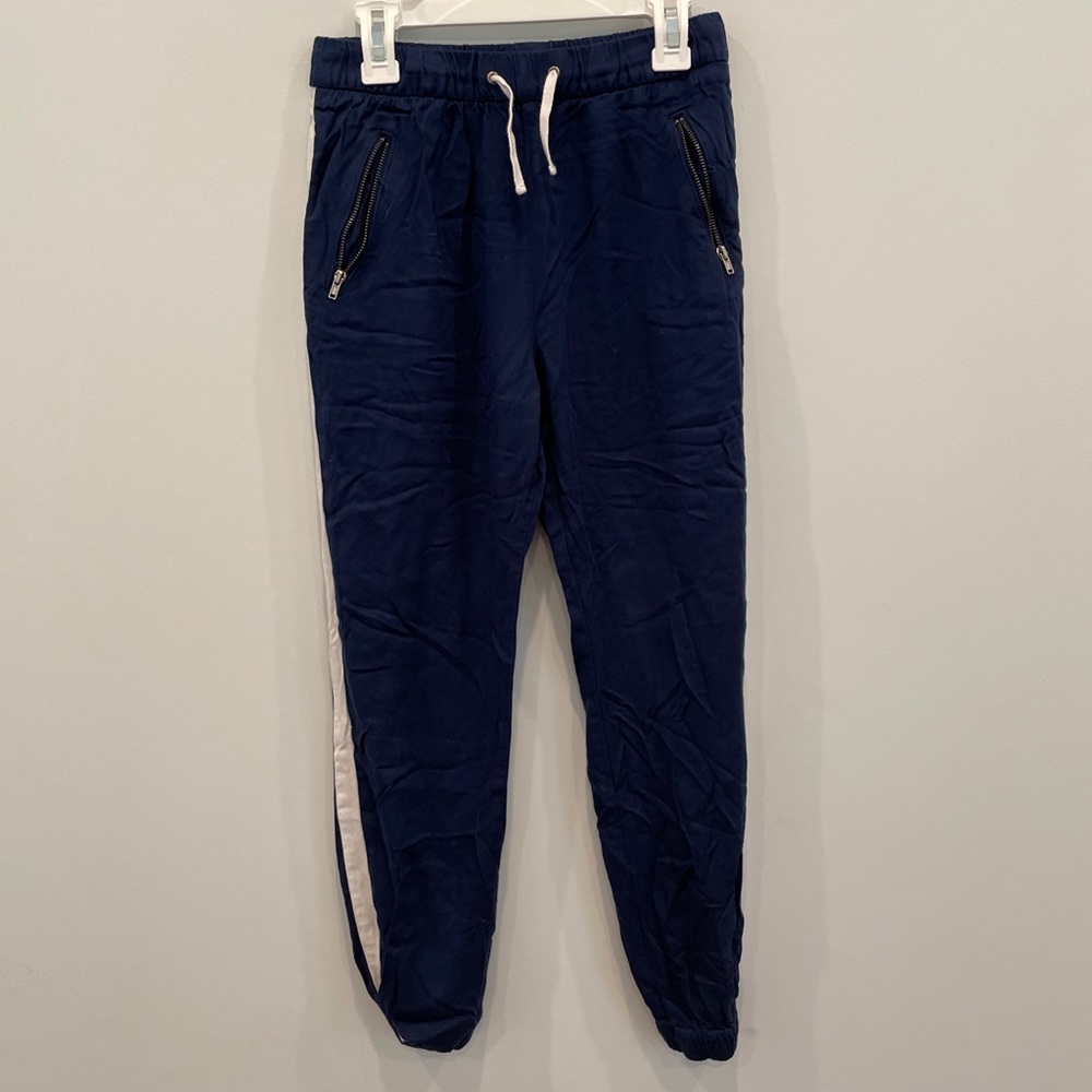Girl's H&M Navy Blue White Stripe Zipper Jogger